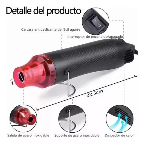 Mini Pistola de Ar Quente 300w com Kit espaguete retrátil - 220v - Foto 4
