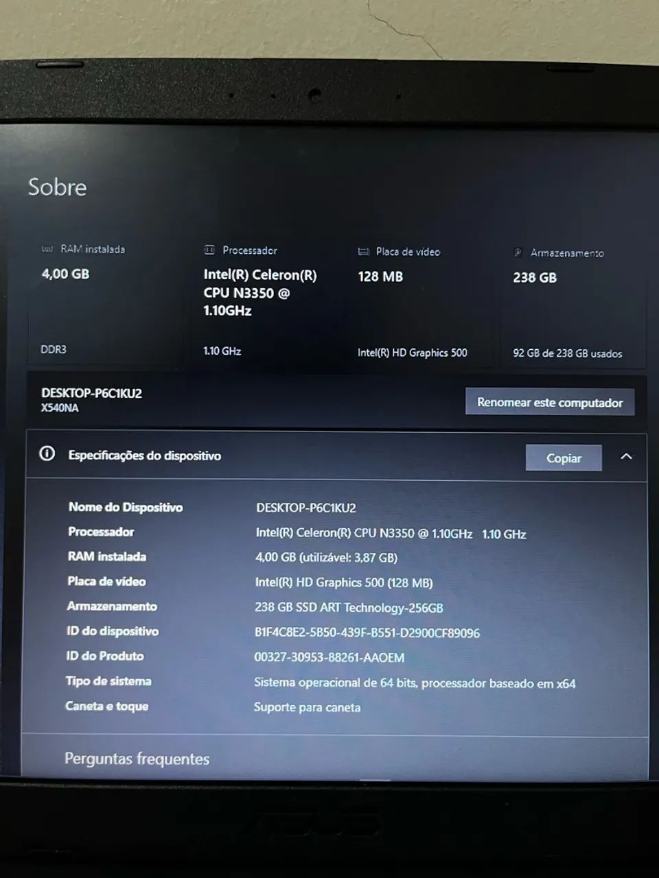 Notebook ASUS à venda SSD de 256 GB - Foto 5