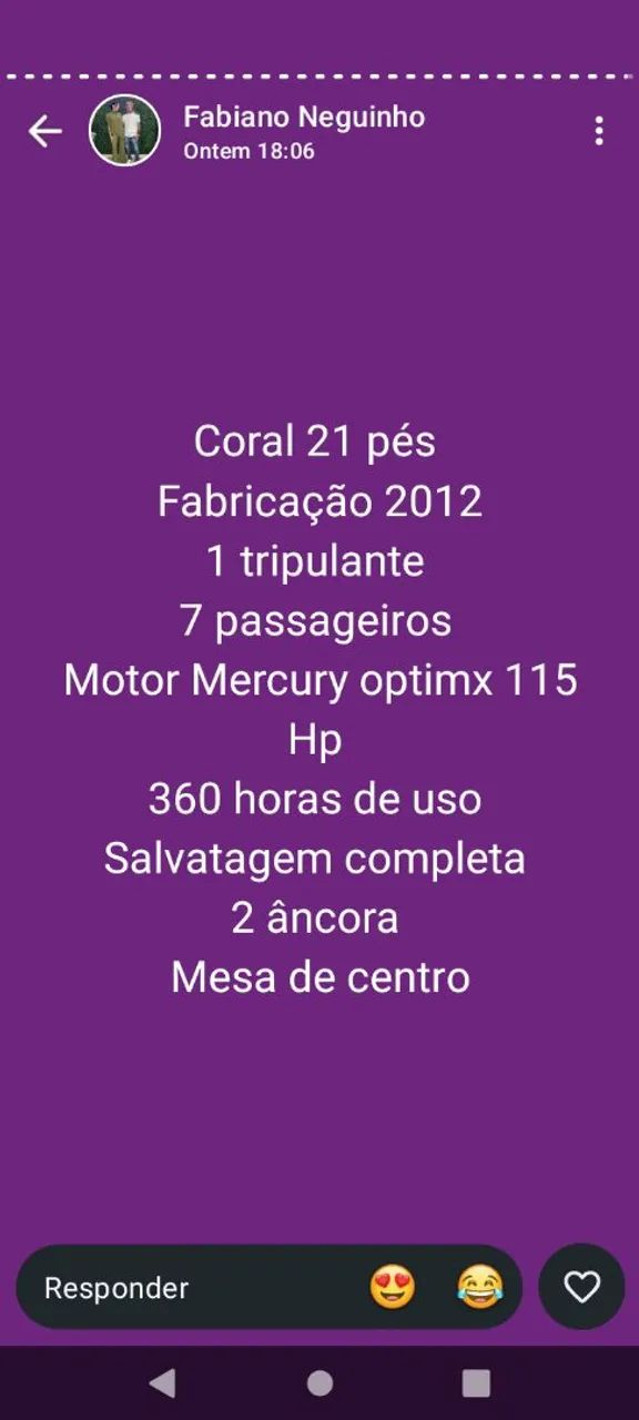 Lancha coral 21 pés 