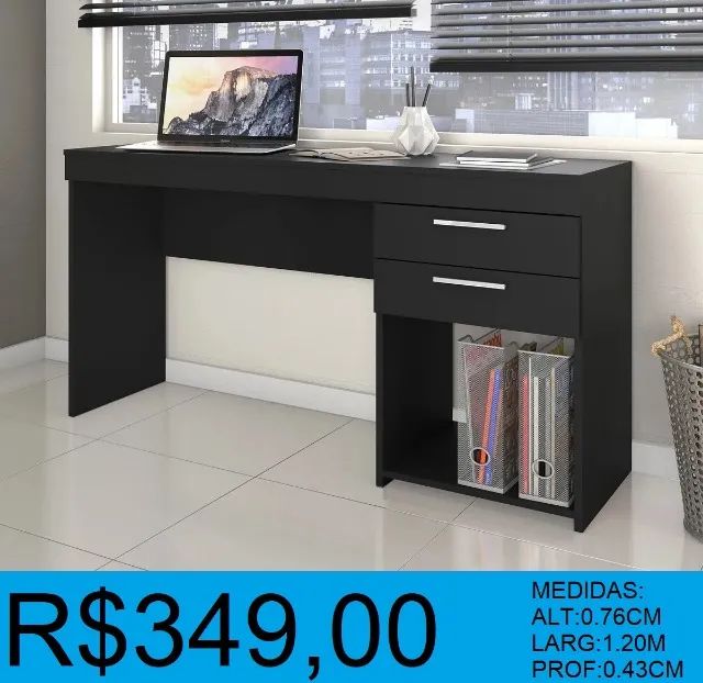 Escrivaninha - com duas gavetas - compre hoje e receba em até 72 horas  - Foto 3