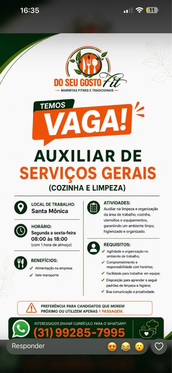 Auxiliar de serviços gerais 