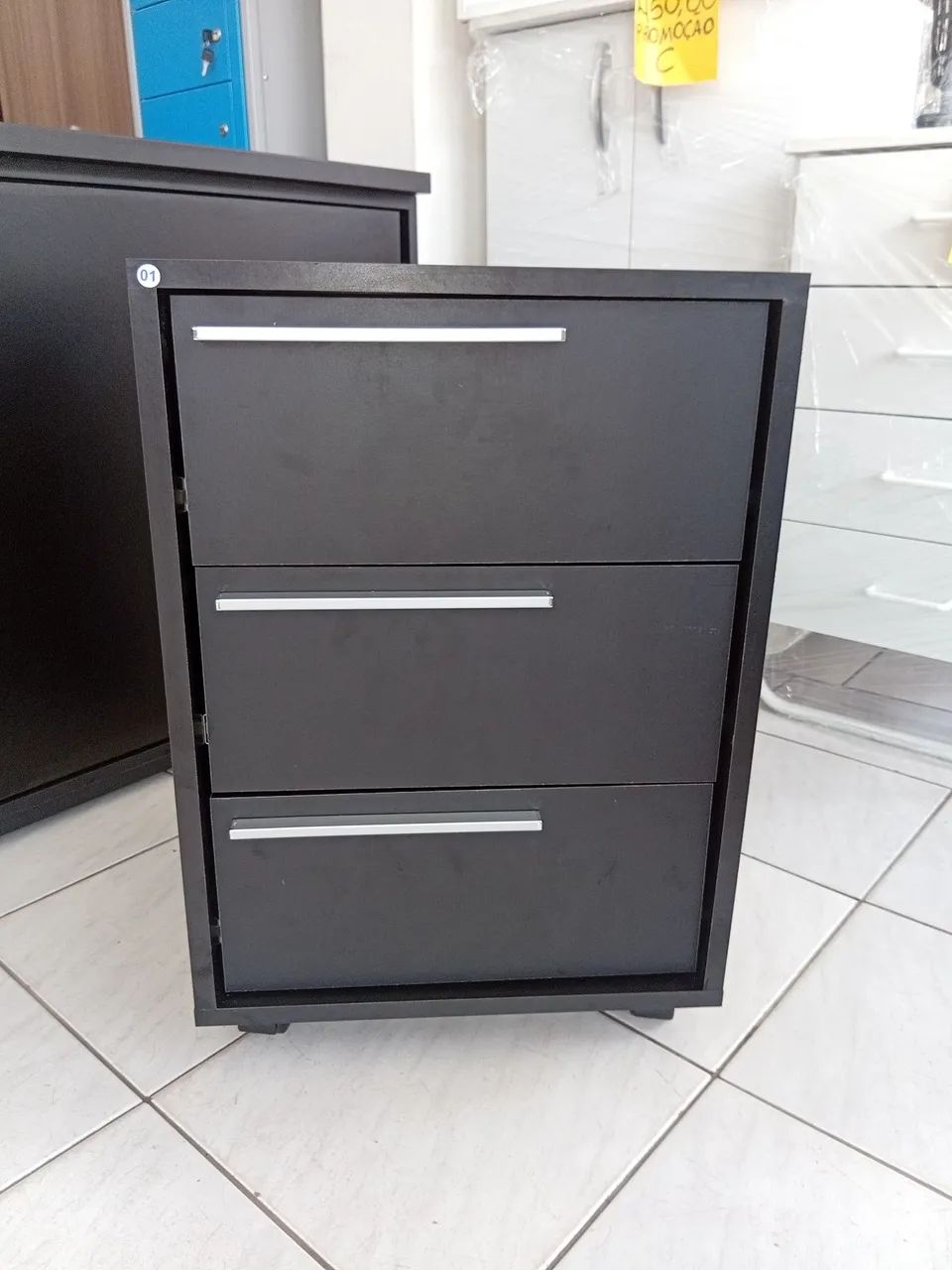 Gaveteiro 3 gavetas preto 