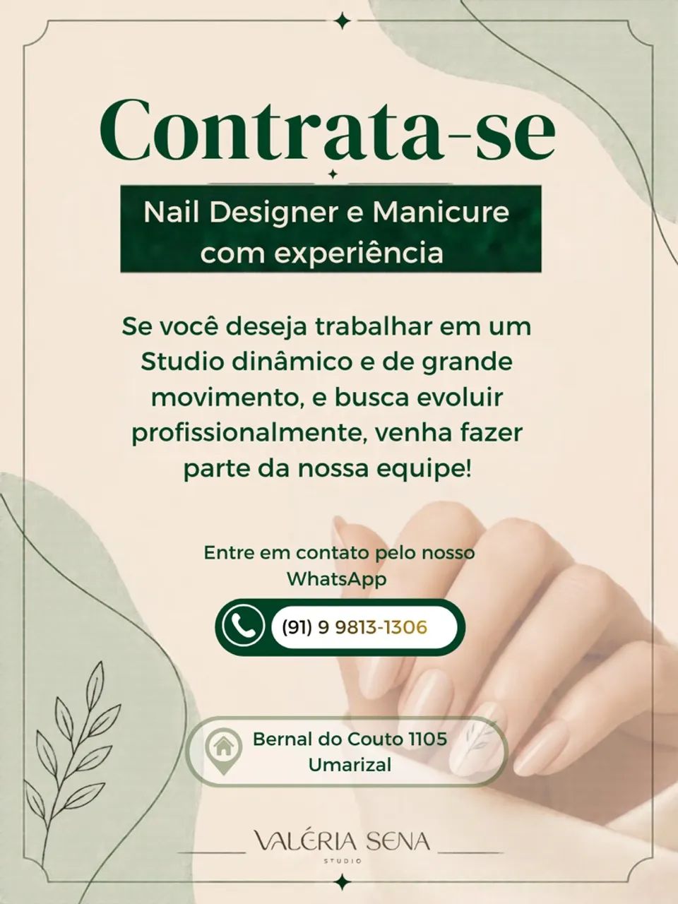 CONTRATA-SE MANICURE E NAIL DESIGNER