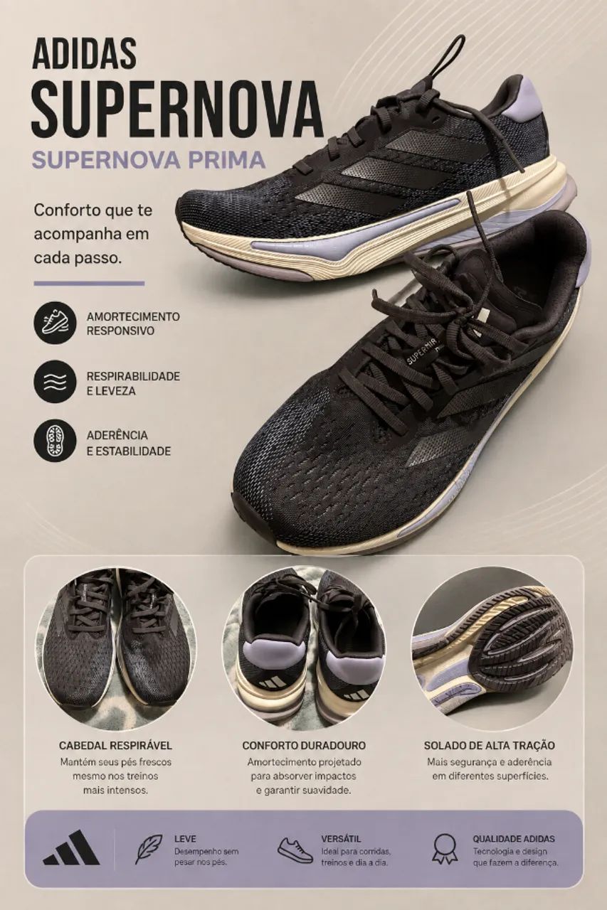 Tênis de corrida Adidas Supernova Prima, cinza estrato/ferro