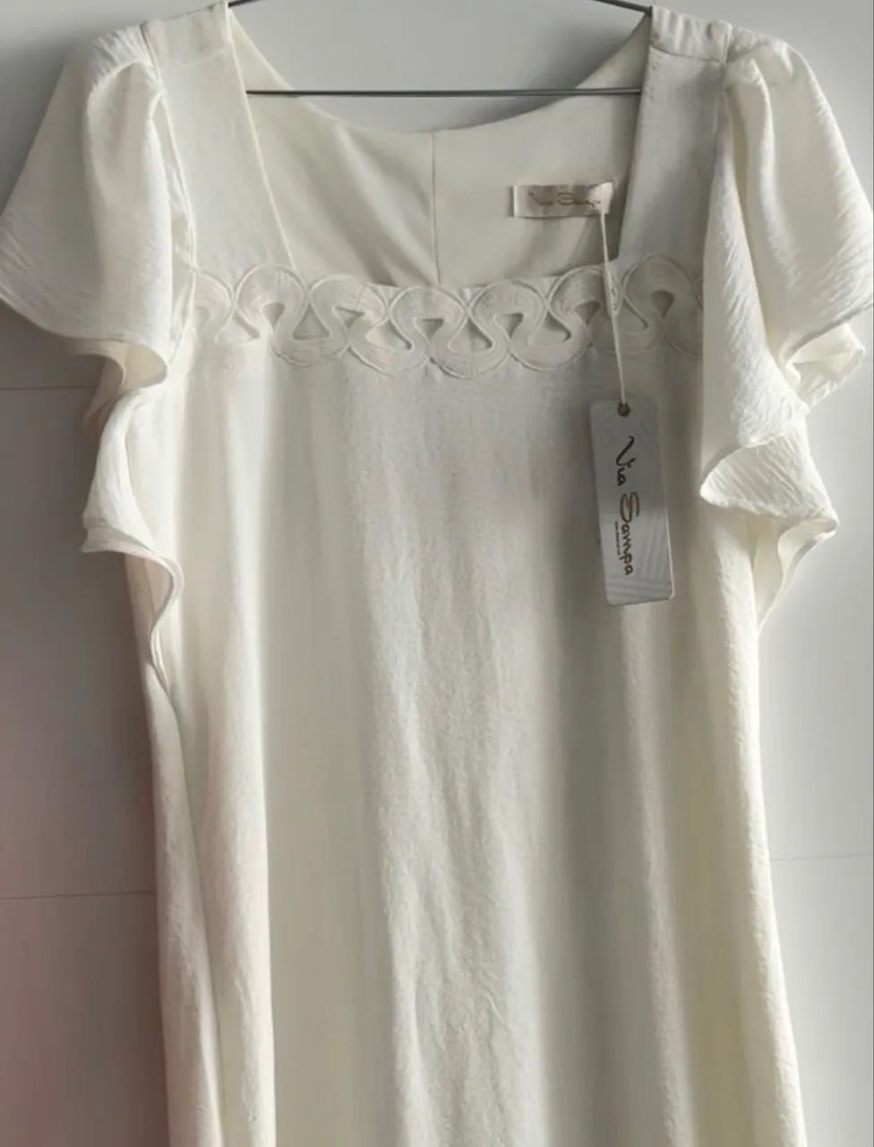Vestido longo/midi offwhite com fendas nas pernas  - Foto 2