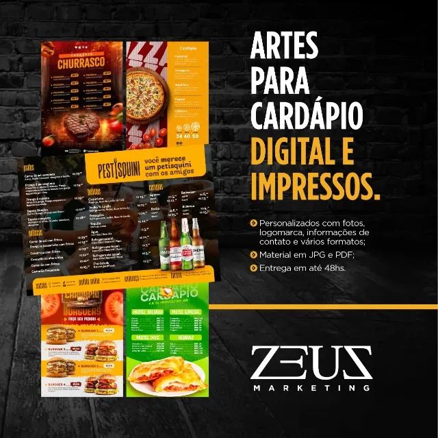 Artes para Cardápio Digital e Impressos