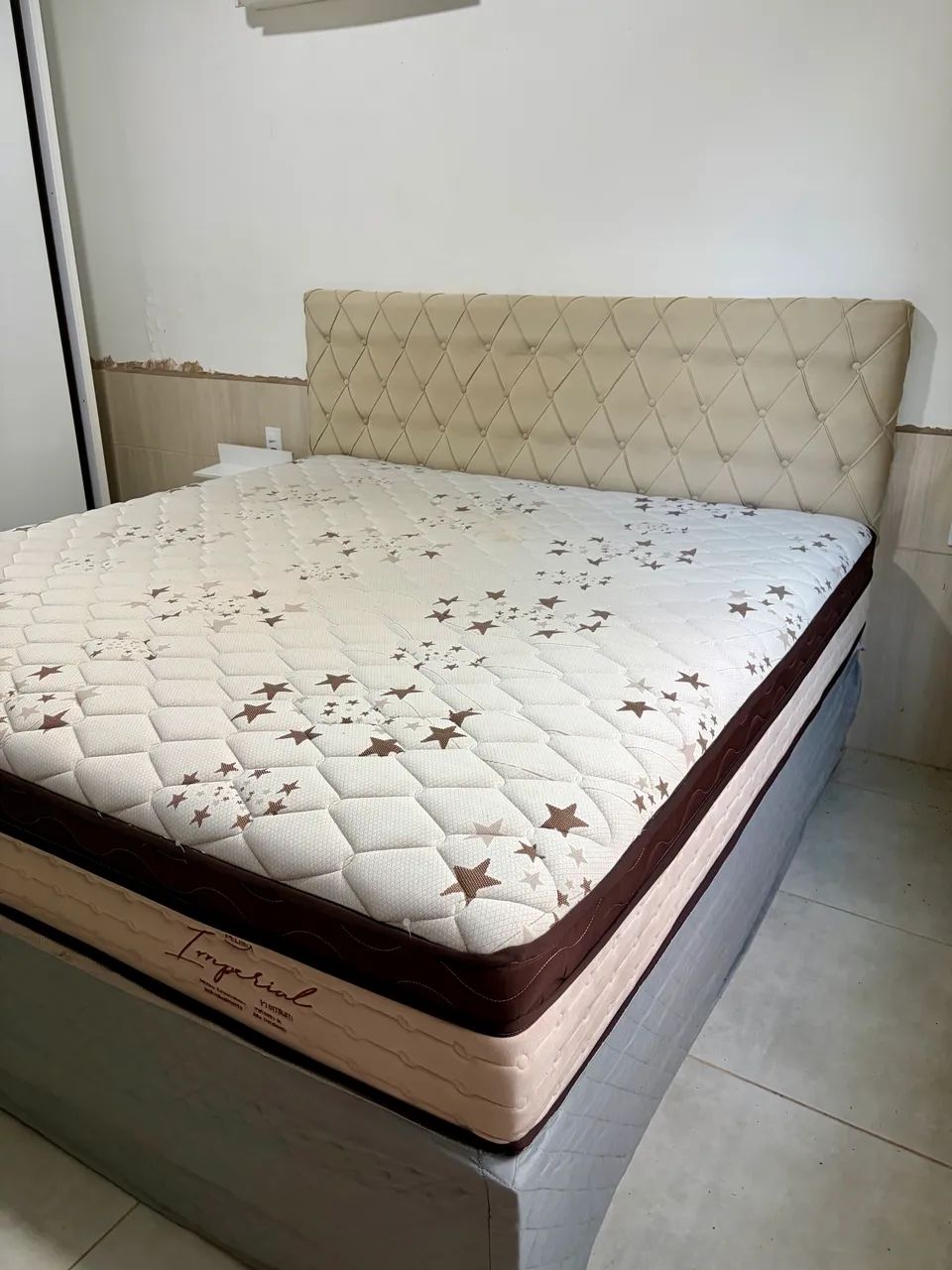  Cama Box Super King (colchão + Box) 193x203x60 de Molas Ensacadas Cama Premium Bege - Foto 4