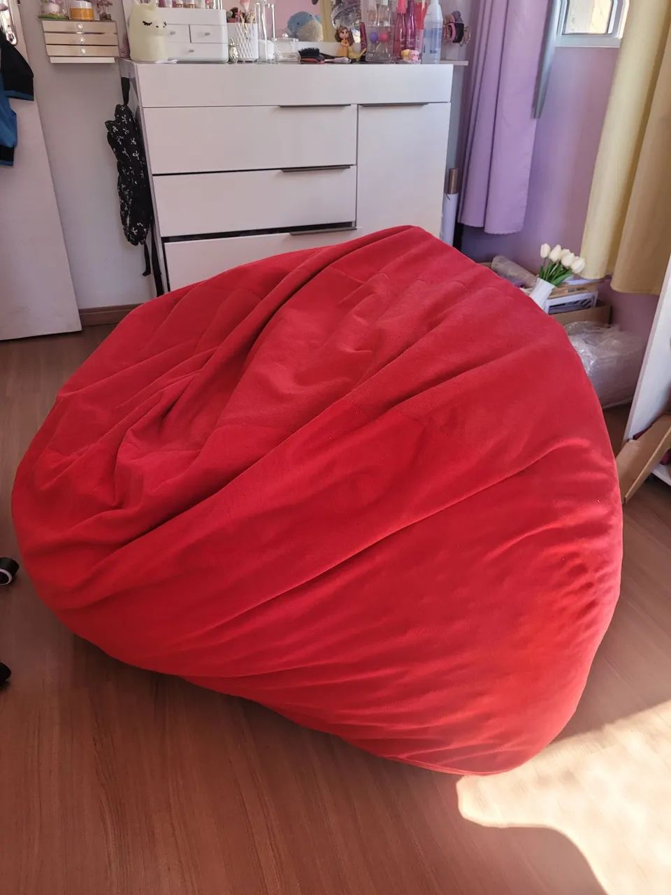 Puff enorme 128x40cm vermelho ótimo estado - Foto 5