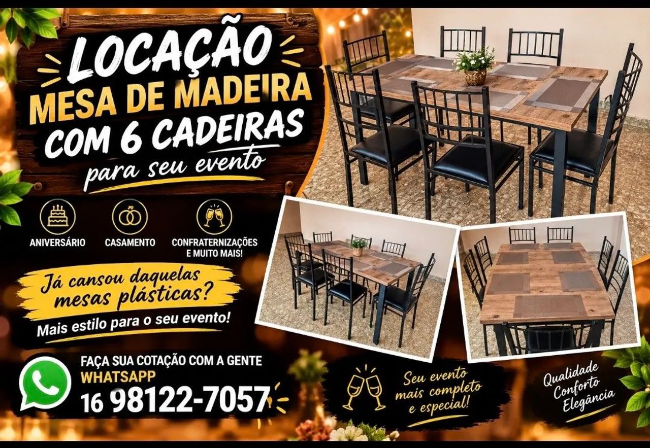 LOCAÇÃO  MESA E CADEIRAS