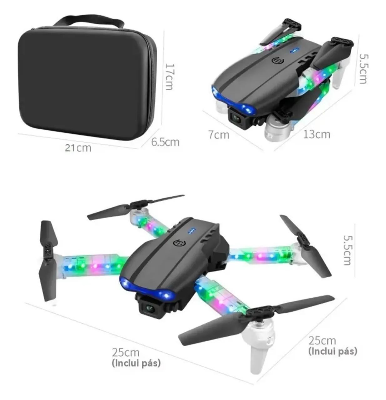 Drone E99d Dobrável Com Câmera E Luzes Led - Foto 2