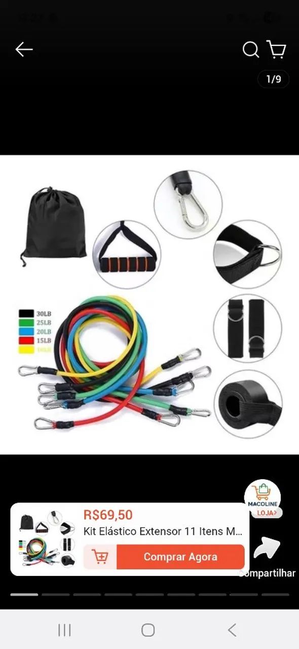 KIT ELÁSTICO PARA EXERCÍCIOS 