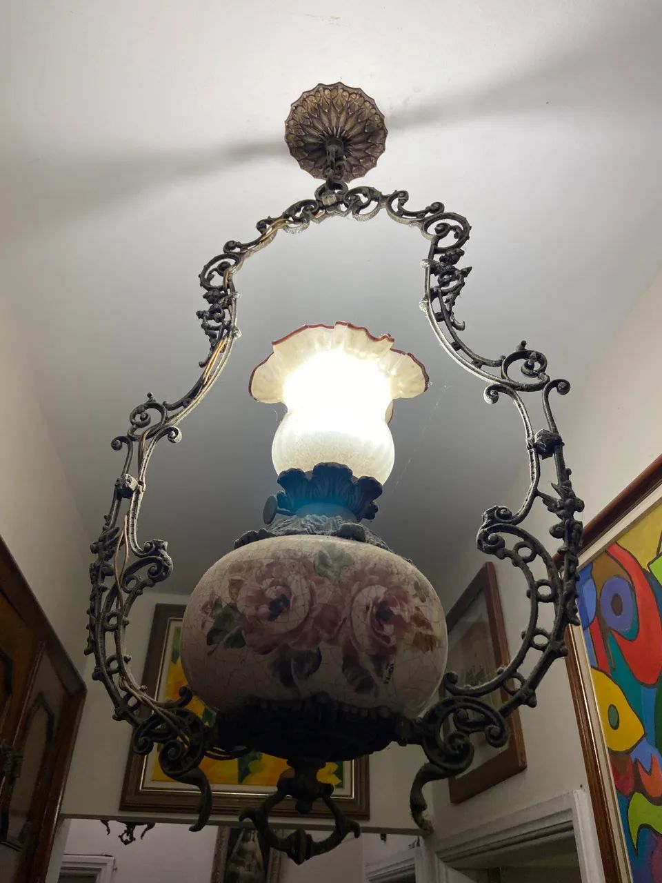 PAR de Lustre cerâmica craquelado com ferro ! Antiguidade  - Foto 2