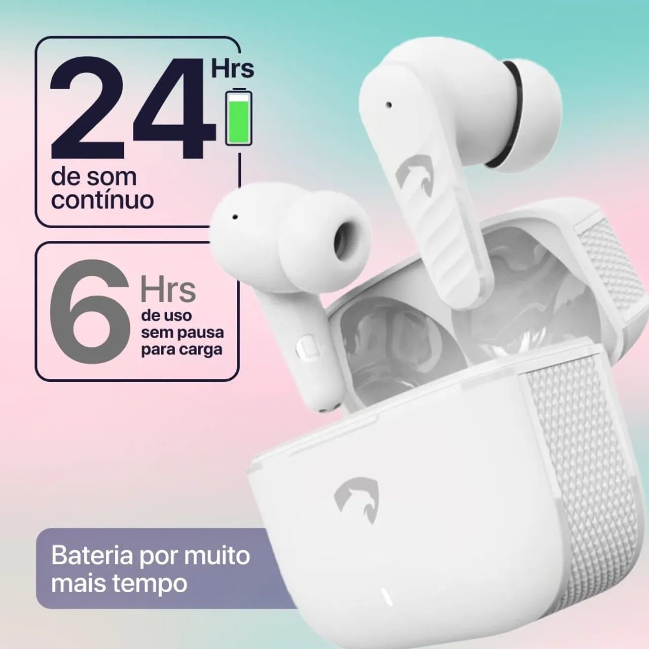 Fone bluetooth branco  - Foto 4