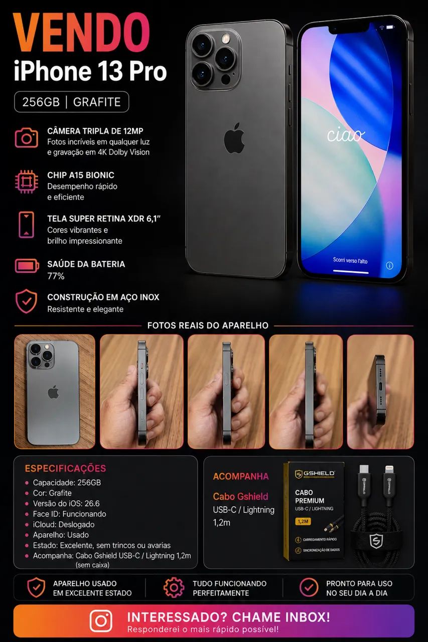 【中古】iPhone13Pro 256GB IPhone 13 Pro 256GB - Celulares e Smartphones - Vila Formosa, São