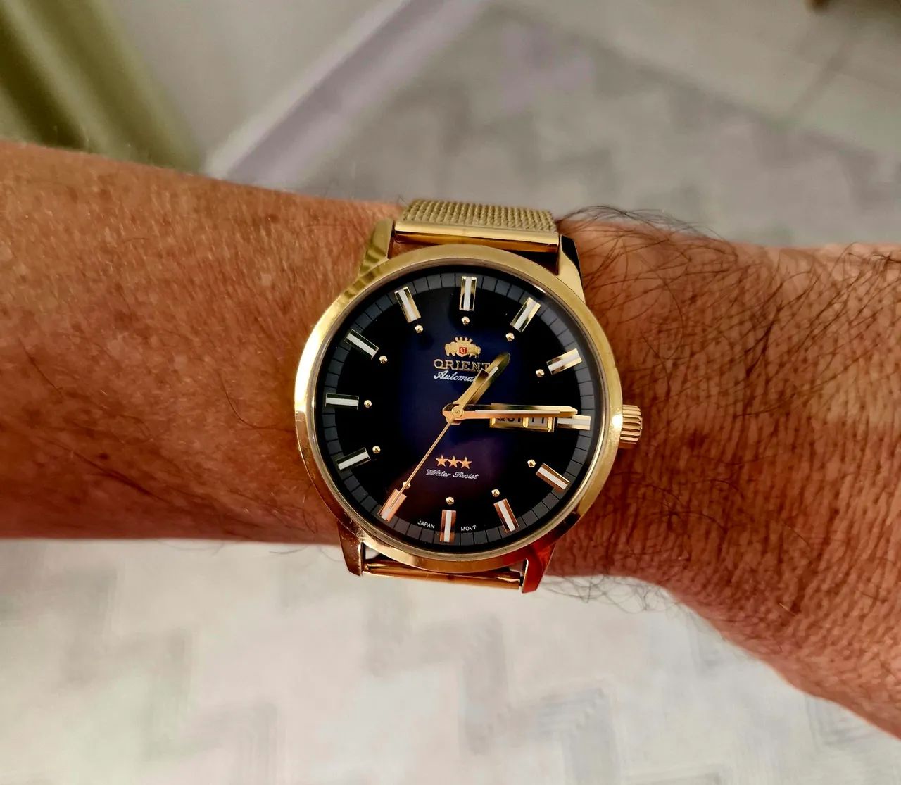 Relógio ORIENT masculino automático dourado  - Foto 3