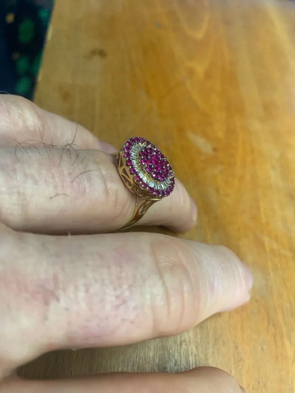 Anel ouro brilhantes e rubi - Foto 2