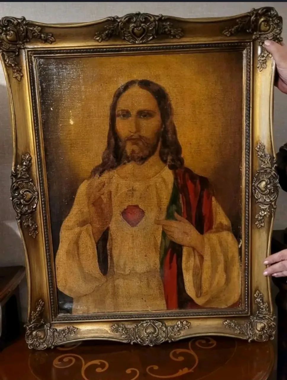 Antigo quadro do Sagrado Coração de Jesus  - Foto 4