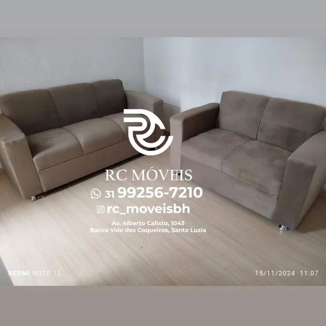 Sofá Uno 2 e 3 Lugares em Suede - Conjunto Confortável e Resistente