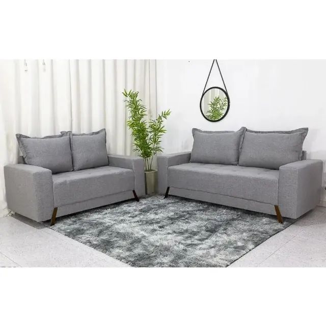 Conjunto de Sofá 8100 em Linho com 2 e 3 Lugares Boareto