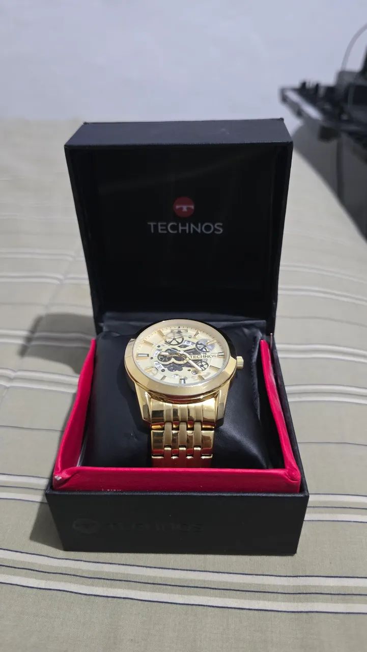 Relógio Technos 8205NQ/4X Automático Dourado Skeleton - Foto 2