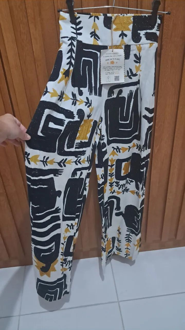 Calça pantalona estampada Incerti nova PP