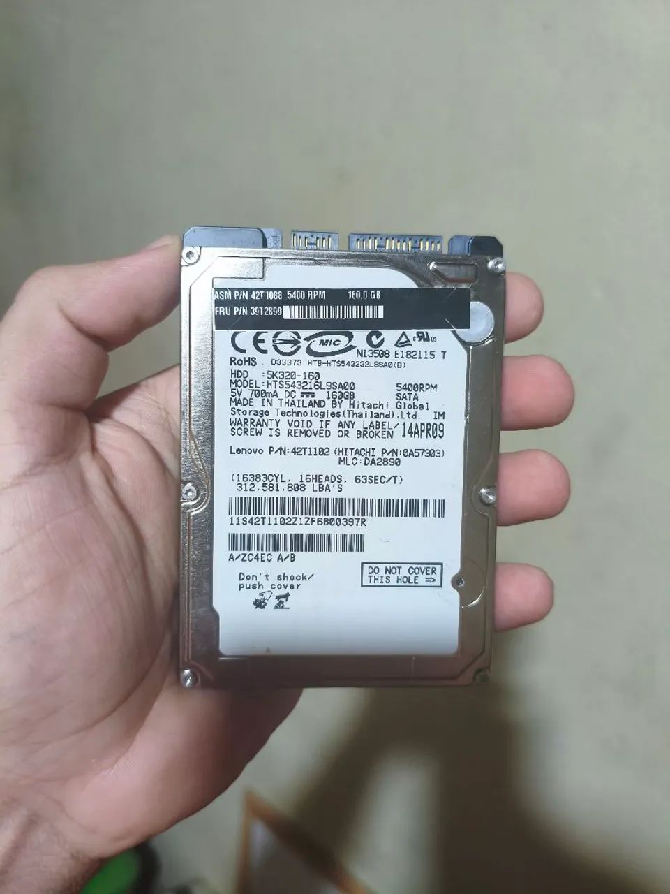 HD Interno para Notebook Hitachi 160GB SATA 2.5"
