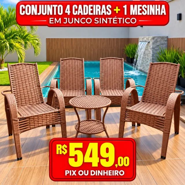 JOGO DE CADEIRA EM JUNCO SINTÉTICO