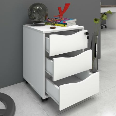 Gaveteiro 3 gavetas 100% Mdf com chaves cor branco - Foto 2