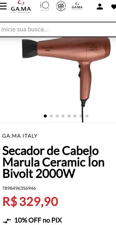 Secador De Cabelo Gama Ceramic Ion 2000W Bivolt - NOVO