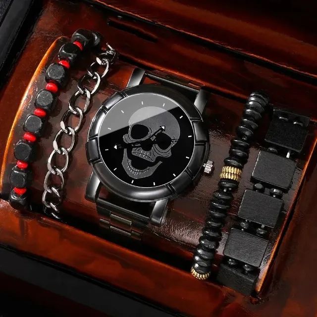 Kit Relógio SkullTime + Pulseiras