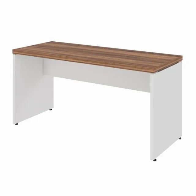 Mesa de Escritório 1,50×0,60m Sem Gavetas Nogal Sevilha/Branco Design Moderno 34306 - Foto 2