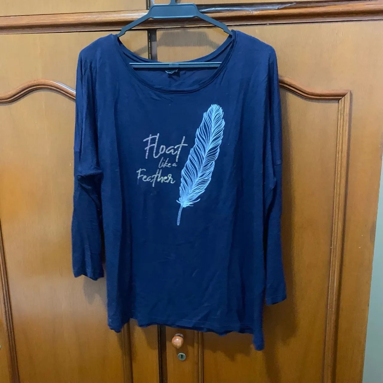 Camiseta Feminina Manga 3/4  - Azul - Tamanho G