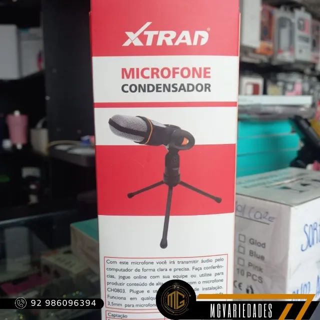 Microfone Condensador Com Suporte Tripé Xtrad