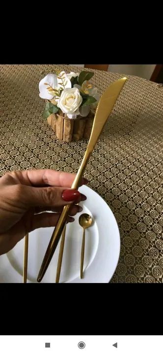 Conjunto de talheres em aço inoxidável dourado 24 peças  - Foto 3