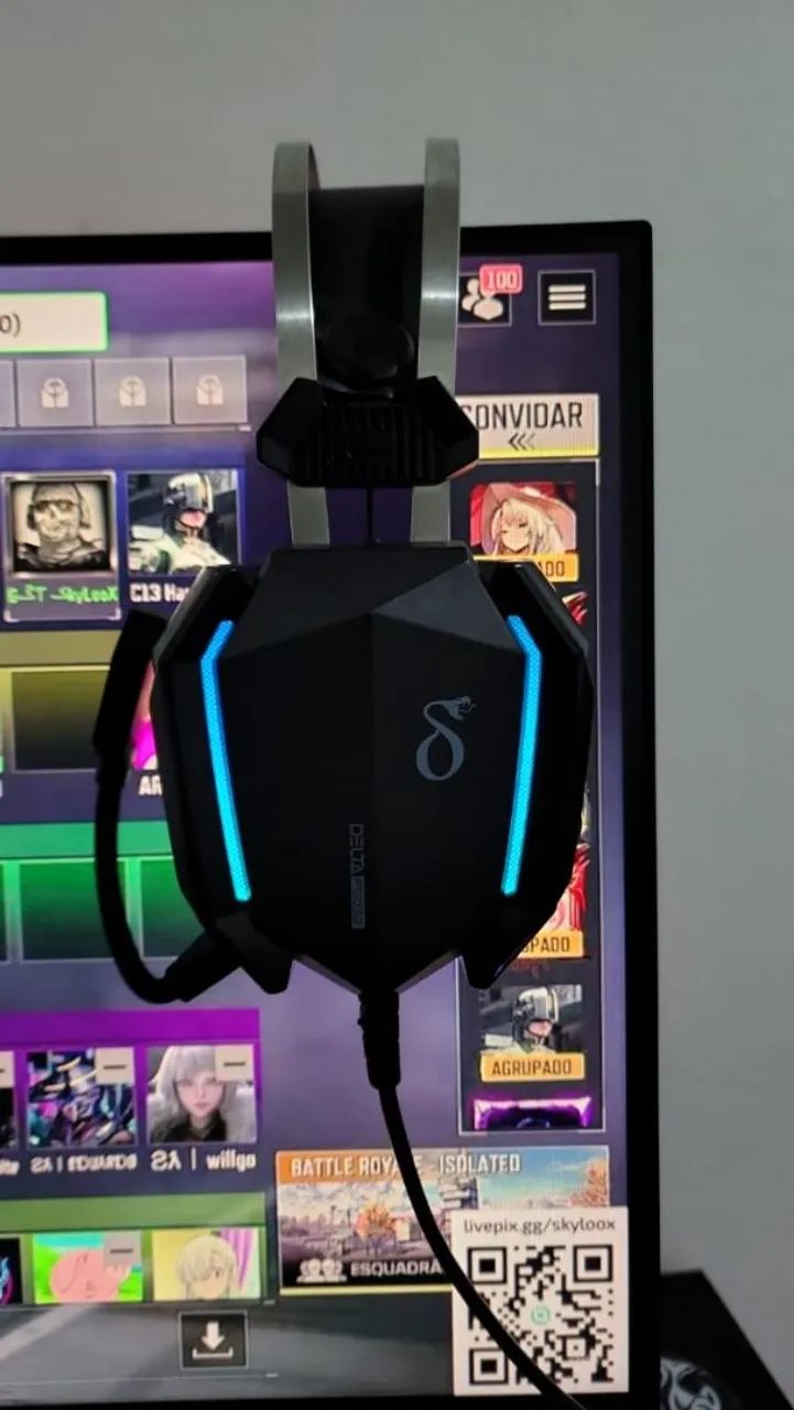 Fone de Ouvido Gamer Delta com LED RGB