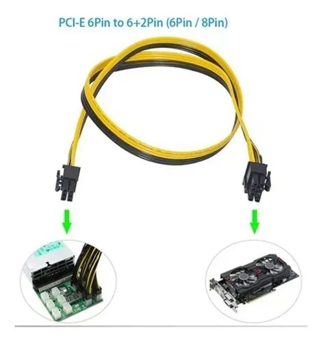 Pcie 6 Pinos Macho Para 8 (6+2) Pinos Macho 50cm Mineração - Foto 6