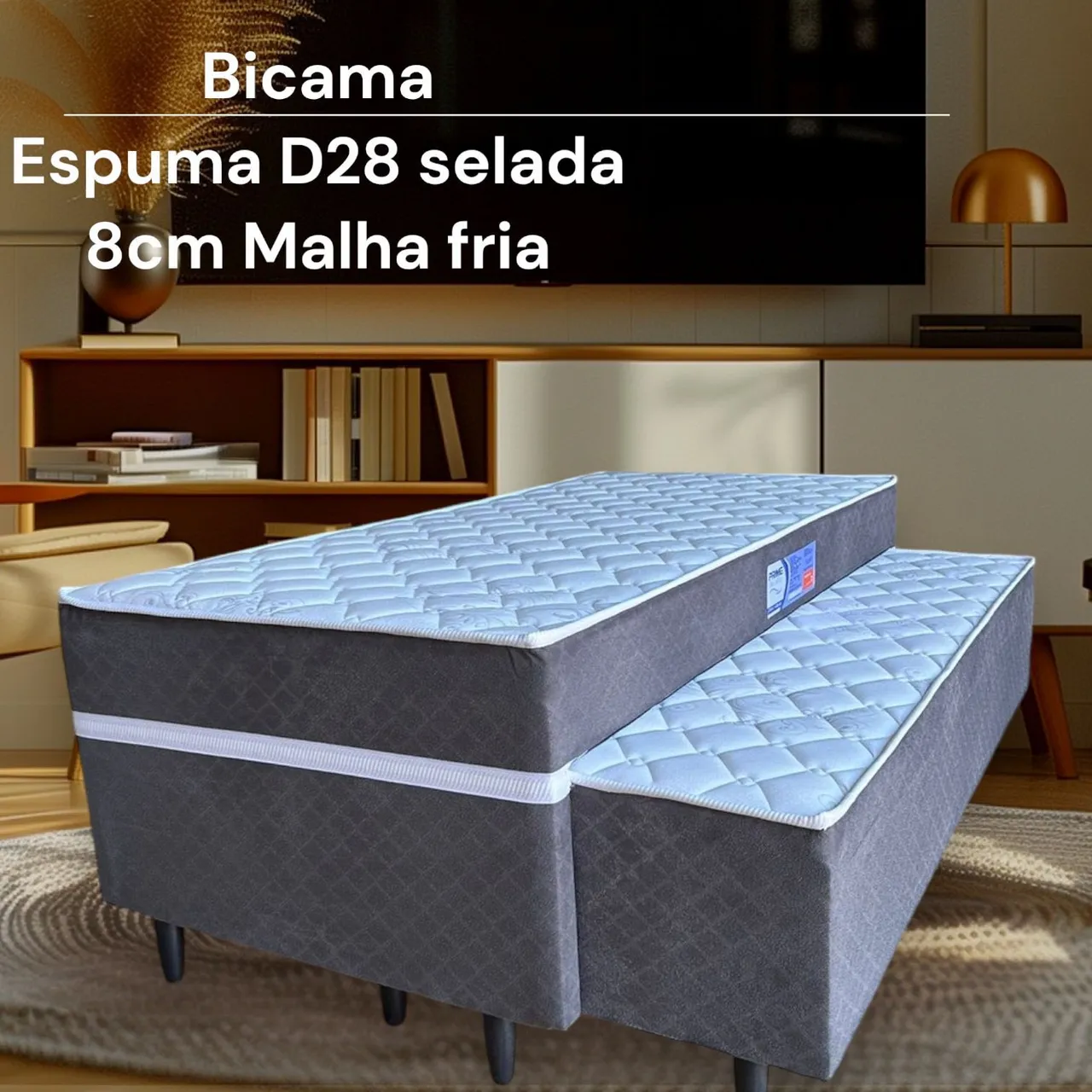 Bicama Espuma D28 Selada 8cm Malha Fria