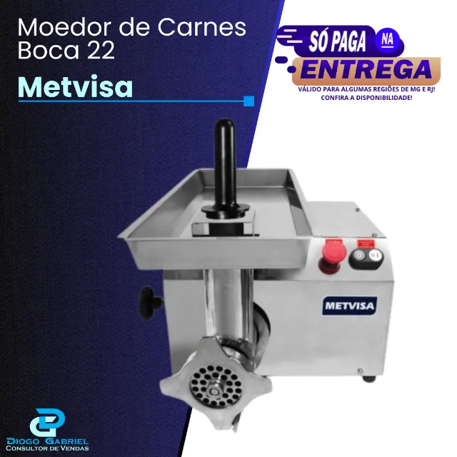 Moedor de Carnes Inox Boca 22 Metvisa