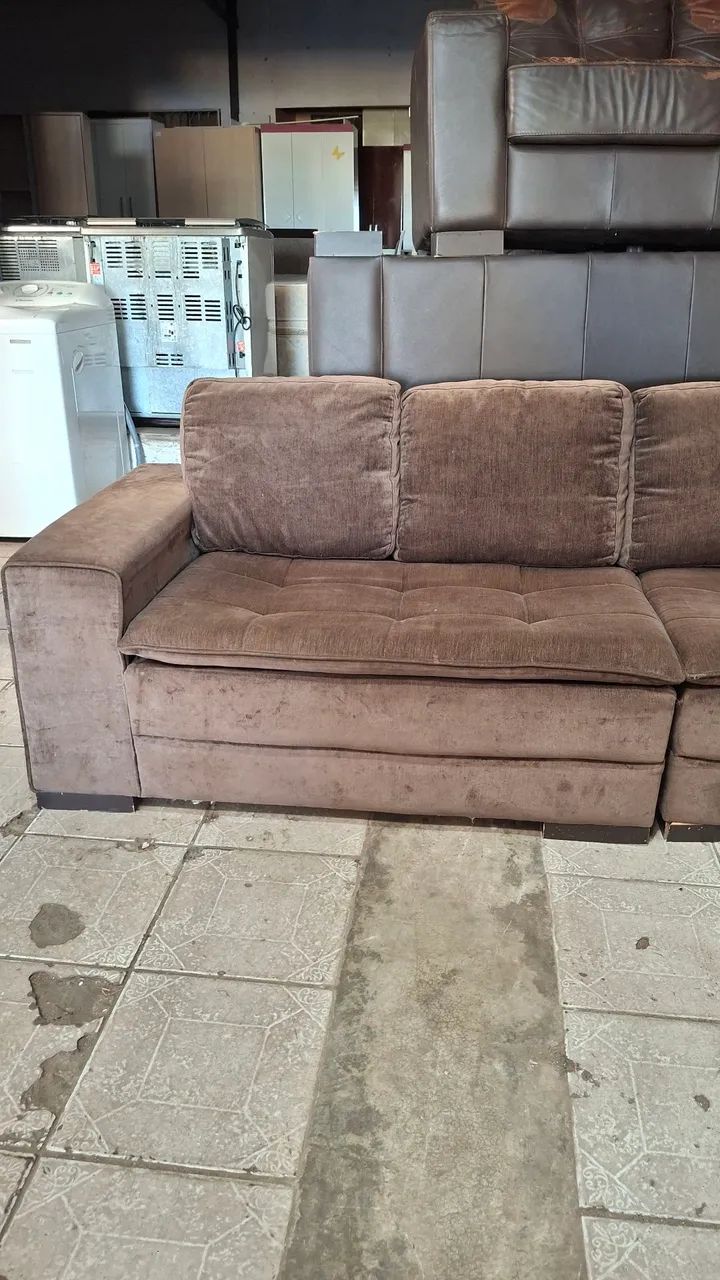 Sofá bipartido 2,70cm Marrom Confortável - Foto 3