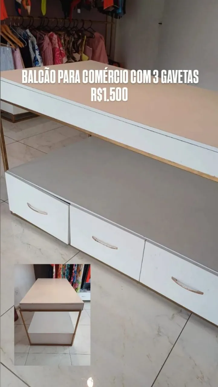 Balcão para comércio com 3 gavetas - R$1.500