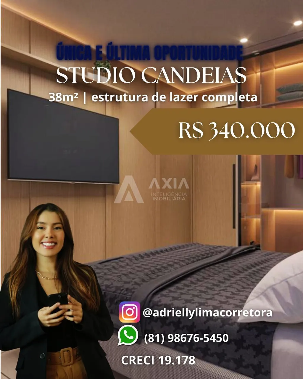 Última Unidade! Studio Pronto na Praia de Candeias Entrega Já!