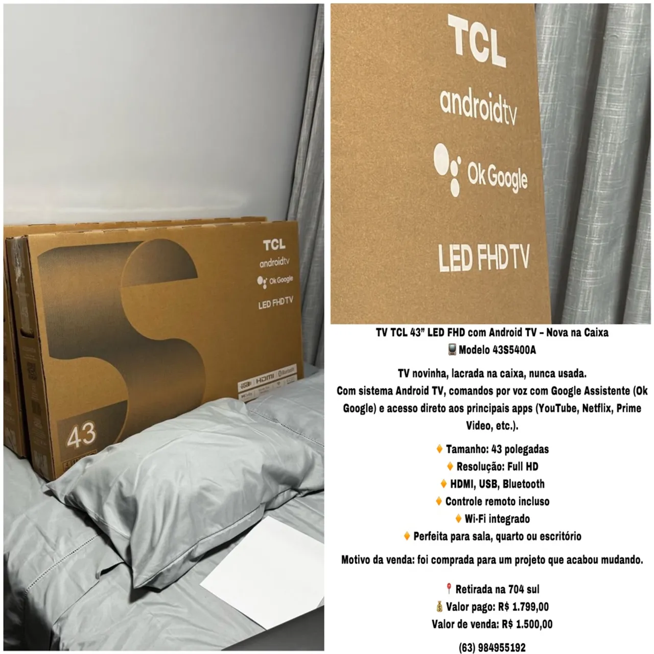 TV TCL 43? LED FHD com Android TV - Nova na Caixa