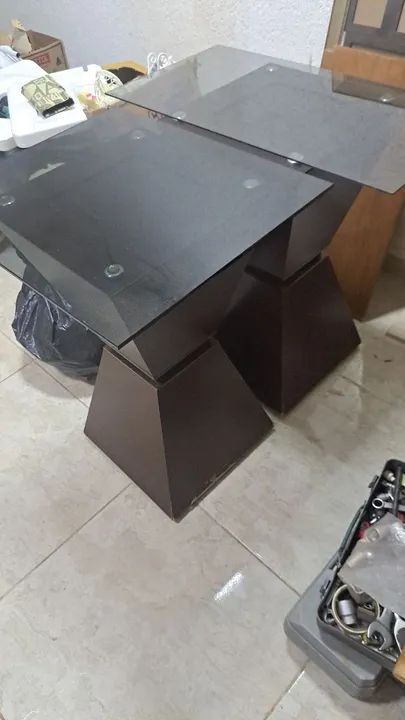 2 bases de Mesa de centro em vidro temperado - Preta