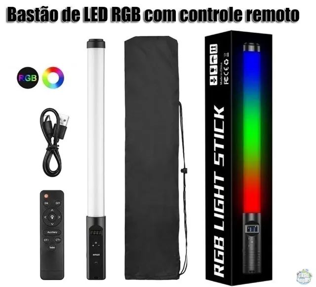 Bastão de Led Rgb com controle remoto