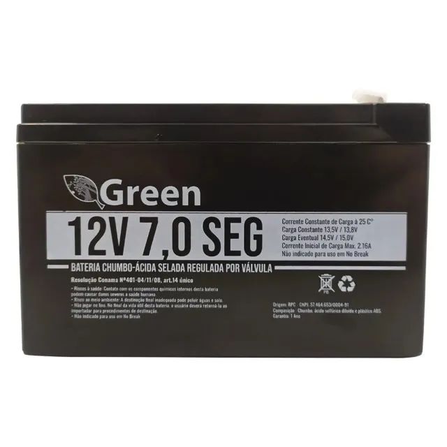 Bateria Selada 12V para alarme e cerca elétrica Green - Foto 4
