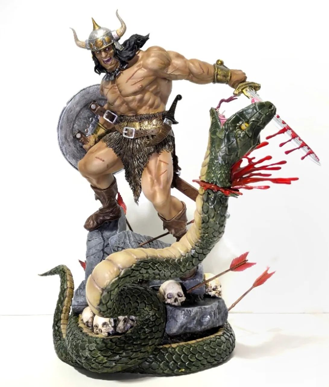 Conan vs Serpente estátua impressão 3D escala 1/7 tipo iron studios e sideshow - Foto 2