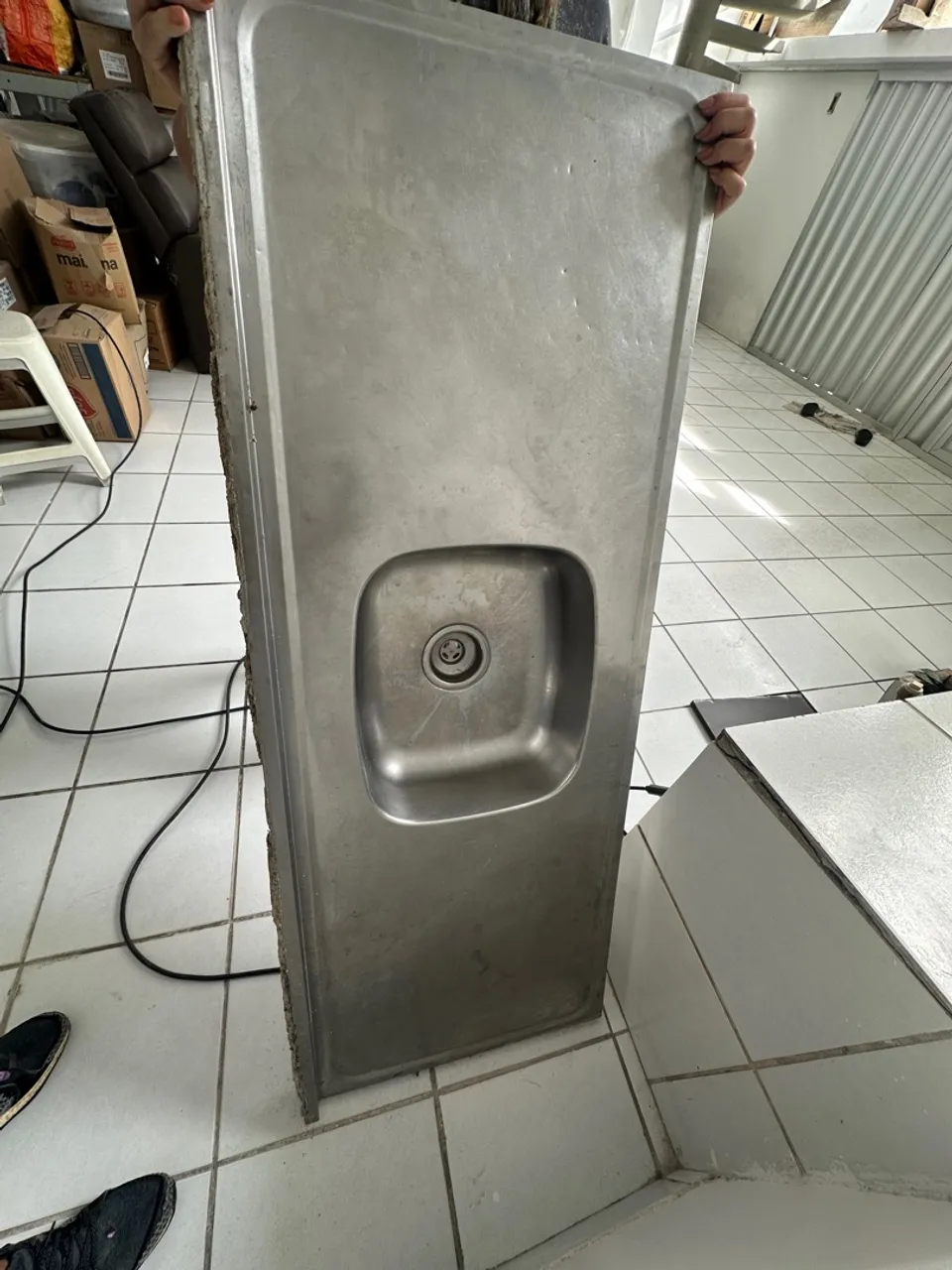 Balcão de cozinha com Cuba e Pia em aço inox