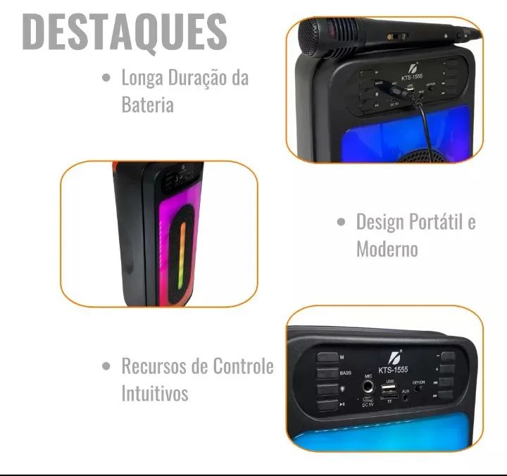 Caixa de Som Bluetooth com Luzes RGB - Foto 2