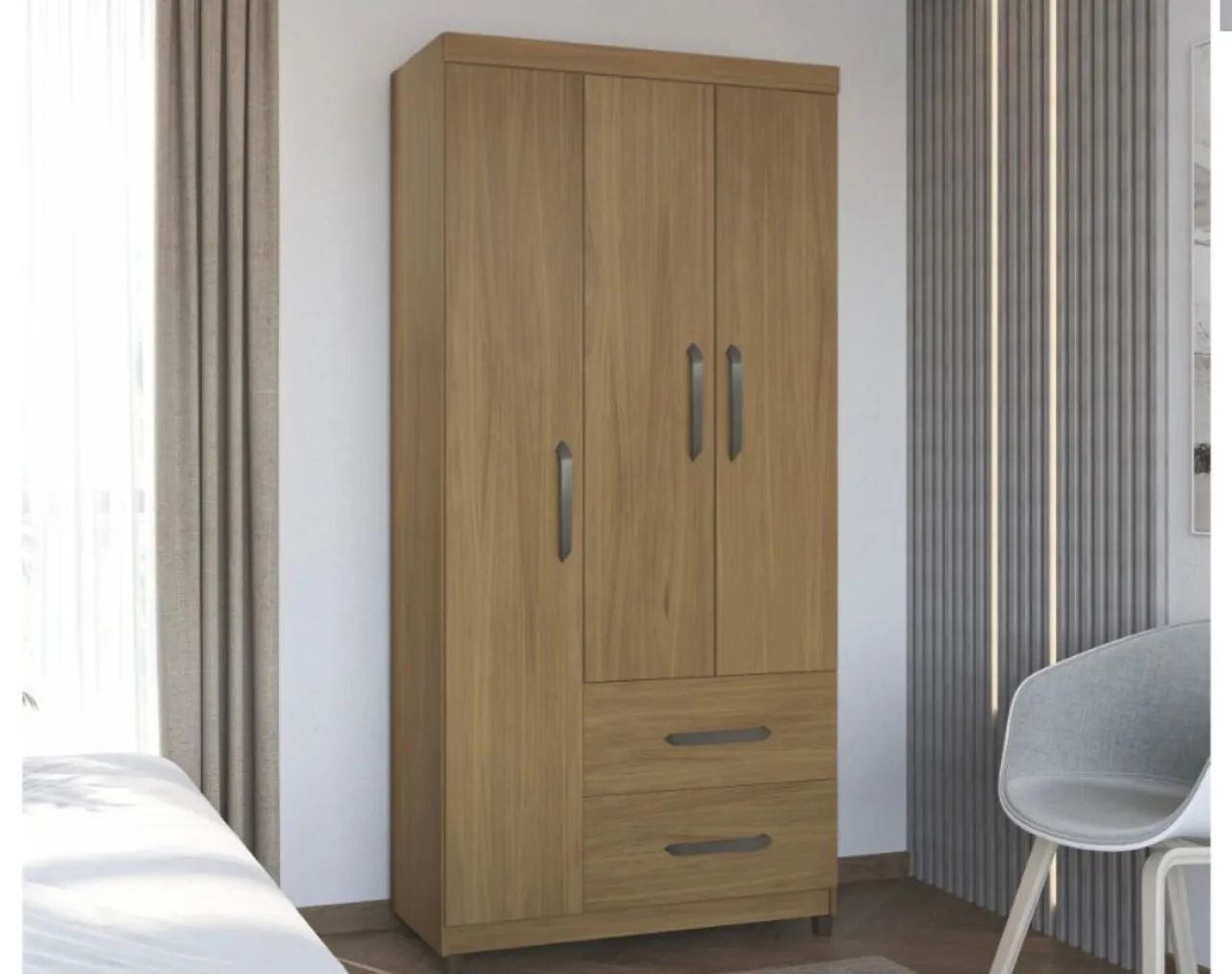 Guarda-Roupa 3 Portas com 2 Gavetas - Foto 5