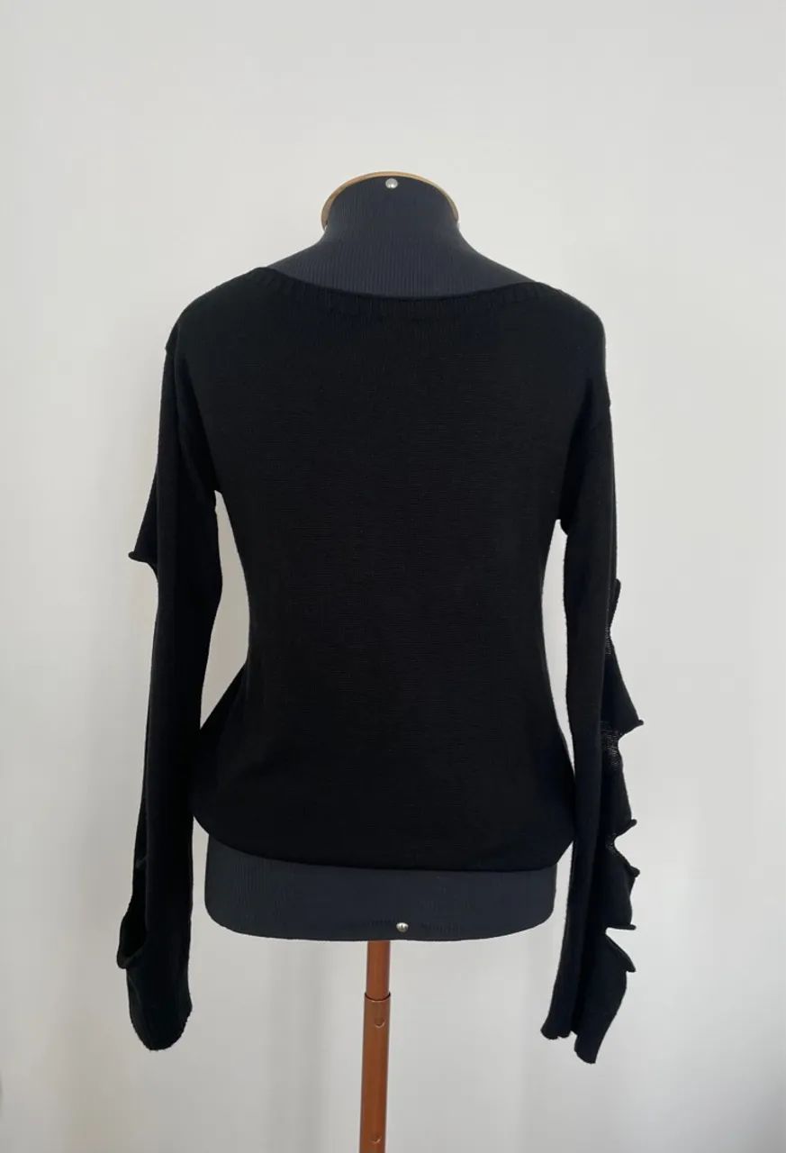 Suéter tricô preto P / M com coração Rosa - Foto 2